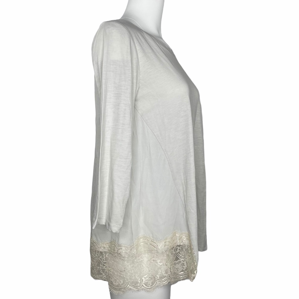 LOGO Lori Goldstein Gray Lace Cotton Tunic XS New - Picture 2 of 5